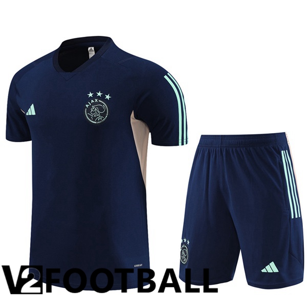 AFC Ajax Training T Shirt + Shorts Royal Bluee 2023/2024