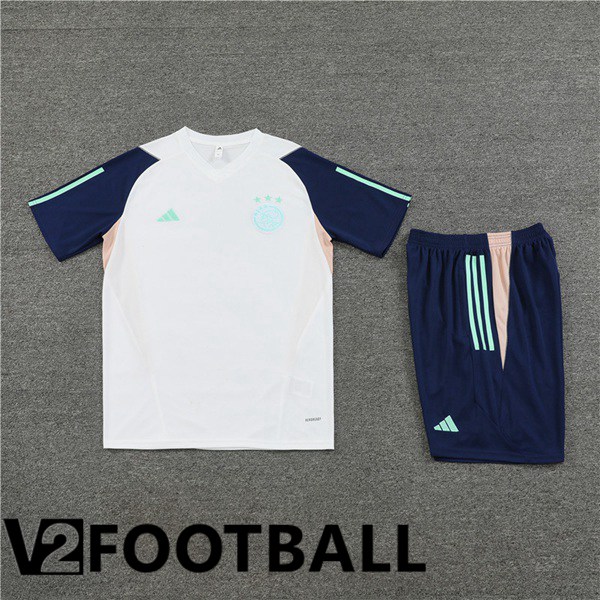 AFC Ajax Training T Shirt + Shorts White 2023/2024