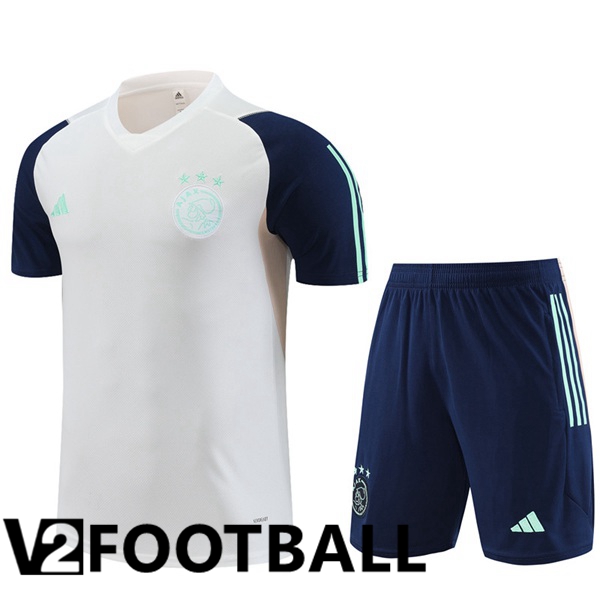 AFC Ajax Training T Shirt + Shorts White 2023/2024