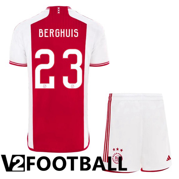 AFC Ajax (Berghuis 23) Kids Football Shirt Home Red White 2023/2024