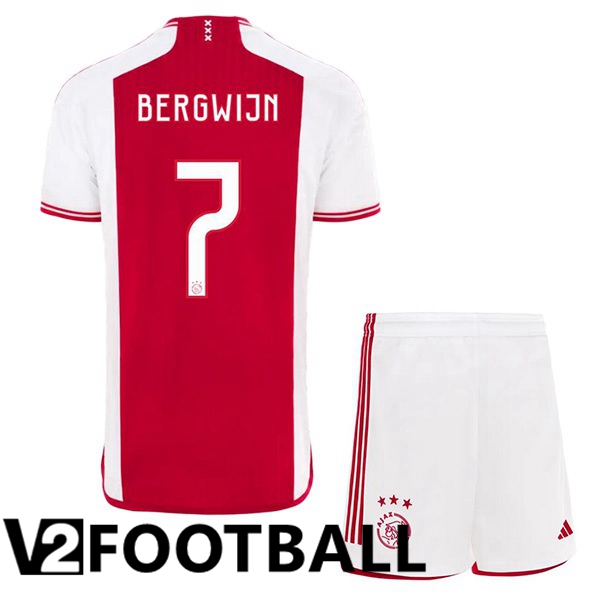 AFC Ajax (Bergwijn 7) Kids Football Shirt Home Red White 2023/2024