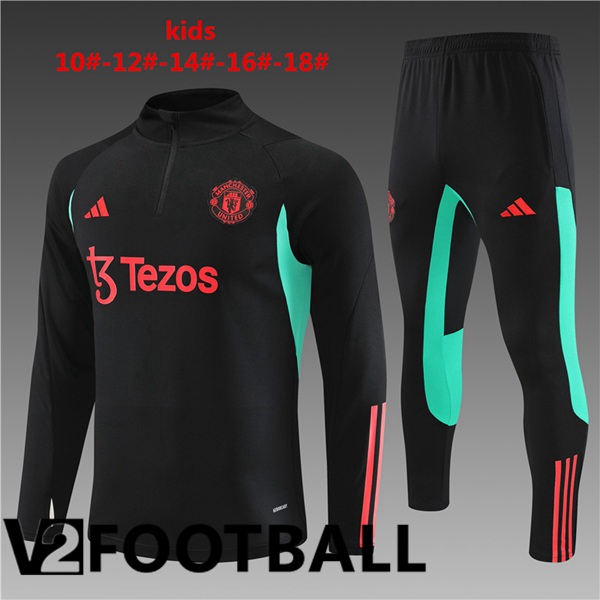 Manchester United Kids Training Tracksuit Suit Black 2023/2024