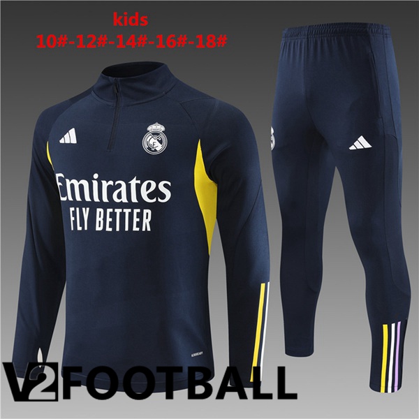 Real Madrid Kids Training Tracksuit Suit Royal Bluee 2023/2024