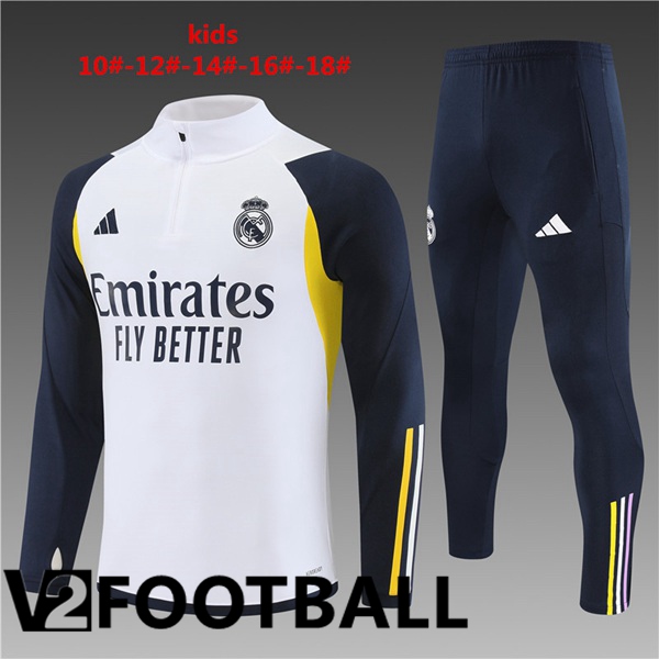 Real Madrid Kids Training Tracksuit Suit White 2023/2024