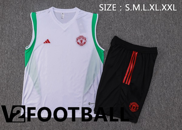 Manchester United Soccer Vest + Shorts White 2023/2024
