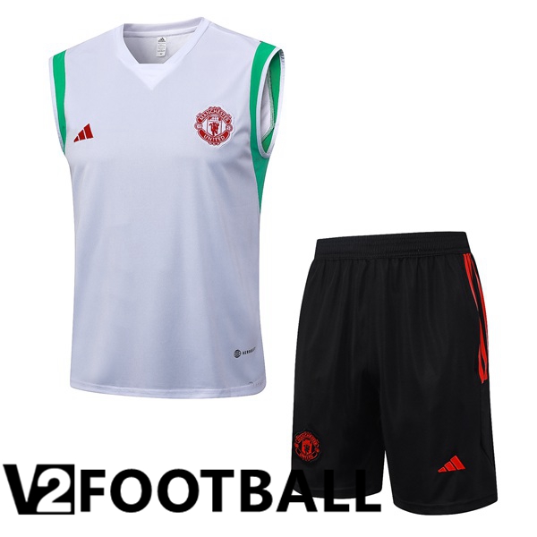 Manchester United Soccer Vest + Shorts White 2023/2024