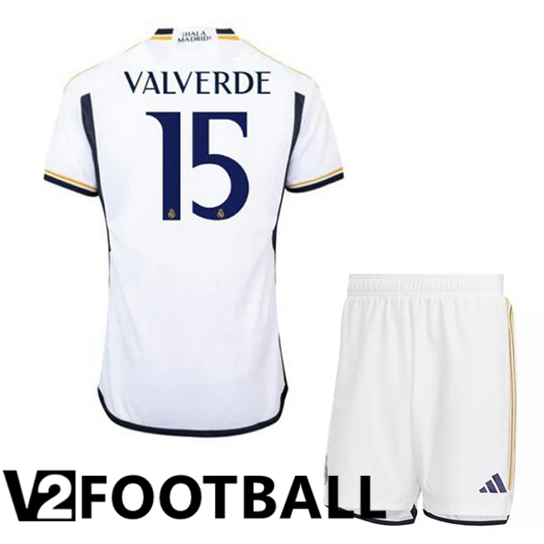 Real Madrid (ValGreen 15) Kids Football Shirt Home White 2023/2024