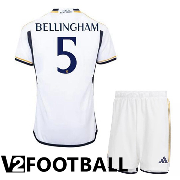 Real Madrid (Bellingham 5) Kids Football Shirt Home White 2023/2024