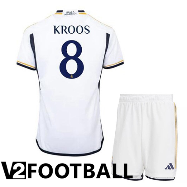 Real Madrid (Kroos 8) Kids Football Shirt Home White 2023/2024