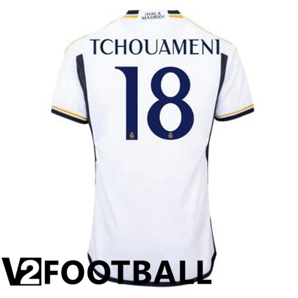 Real Madrid (Tchouameni 18) Football Shirt Home White 2023/2024