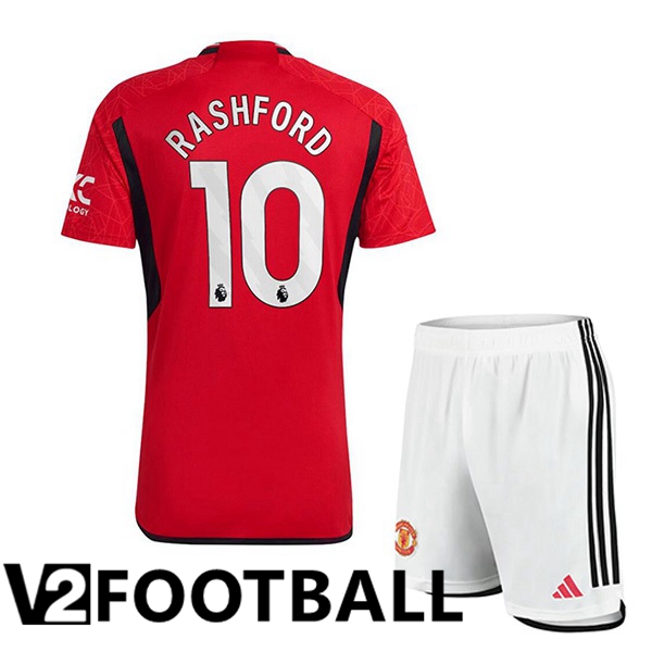 Manchester United (Rashford 10) Kids Football Shirt Home Red 2023/2024