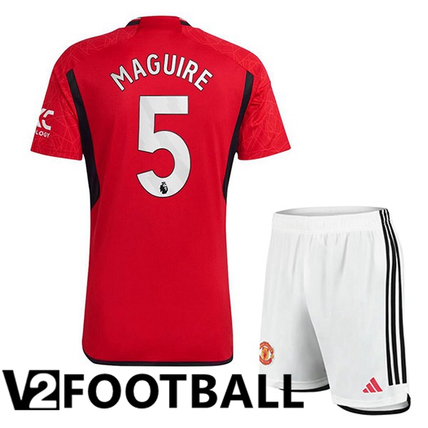 Manchester United (Maguire 5) Kids Football Shirt Home Red 2023/2024