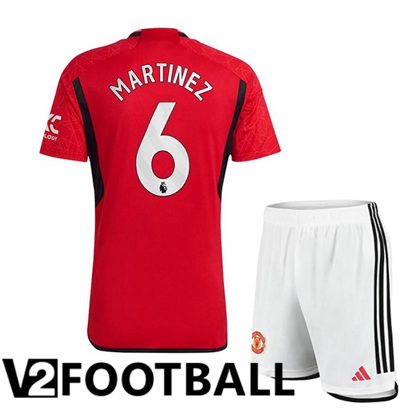 Manchester United (Martinez 6) Kids Football Shirt Home Red 2023/2024