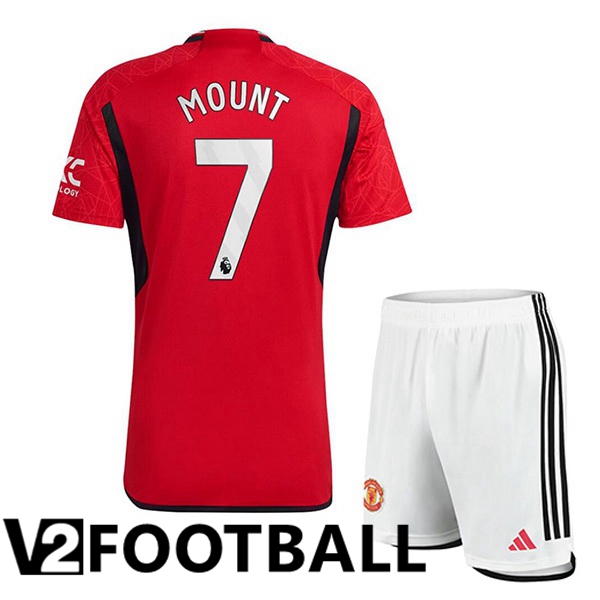 Manchester United (Mount 7) Kids Football Shirt Home Red 2023/2024