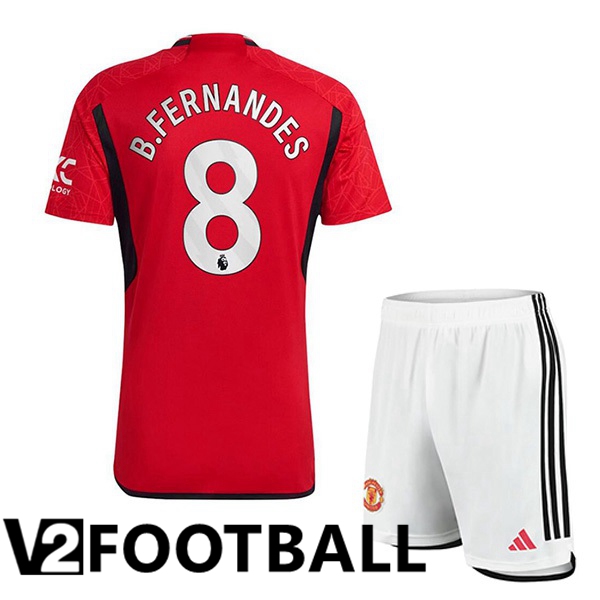 Manchester United (B.Fernandes 8) Kids Football Shirt Home Red 2023/2024