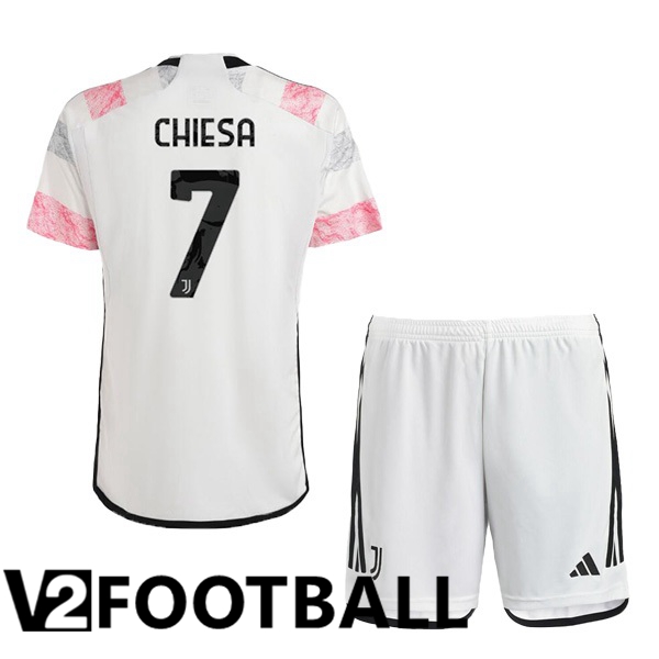 Juventus (CHIESA 7) Kids Football Shirt Away White 2023/2024