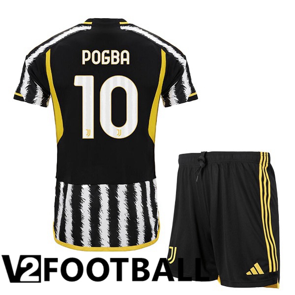 Juventus (POGBA 10) Kids Football Shirt Home Black White 2023/2024