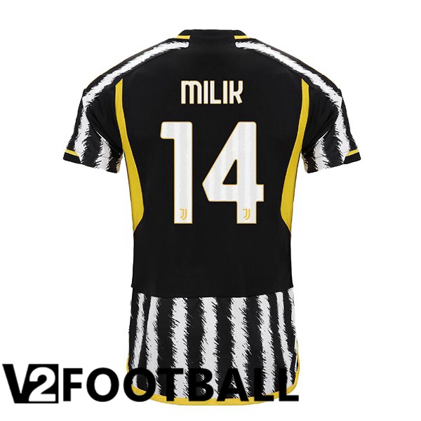 Juventus (MILIK 14) Football Shirt Home Black White 2023/2024