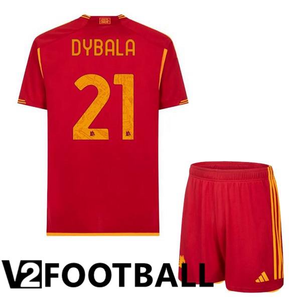 AS Roma (DYBALA 21) Kids Football Shirt Home Red 2023/2024