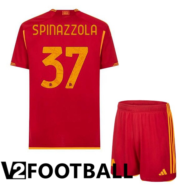 AS Roma (SPINAZZOLA 37) Kids Football Shirt Home Red 2023/2024