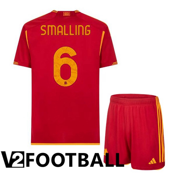 AS Roma (SMALLING 6) Kids Football Shirt Home Red 2023/2024