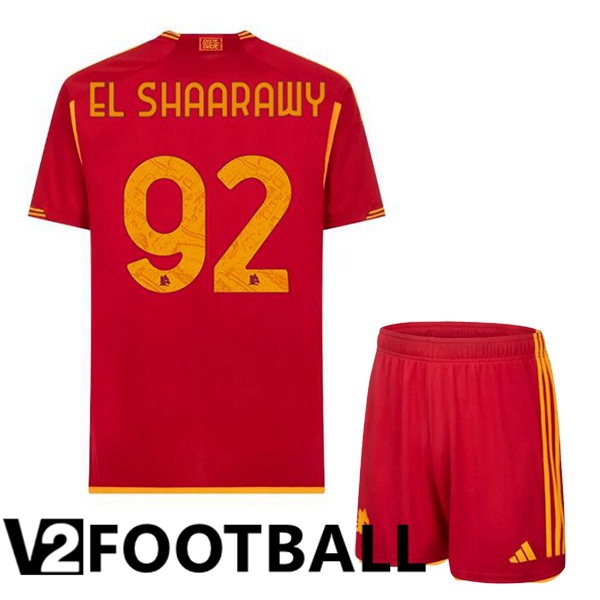 AS Roma (EL SHAARAWY 92) Kids Football Shirt Home Red 2023/2024