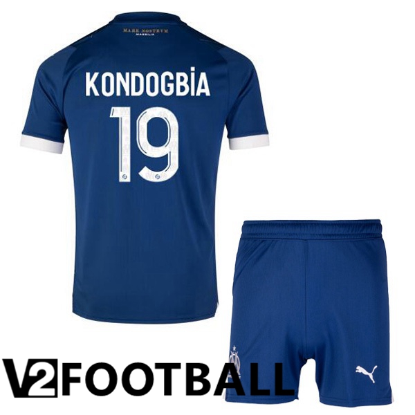Marseille OM (KONDOGBIA 19) Kids Football Shirt Away Blue 2023/2024
