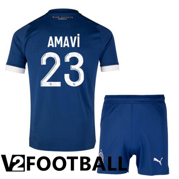 Marseille OM (AMAVI 23) Kids Football Shirt Away Blue 2023/2024