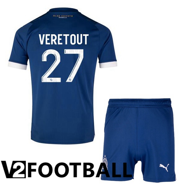 Marseille OM (VERETOUT 27) Kids Football Shirt Away Blue 2023/2024