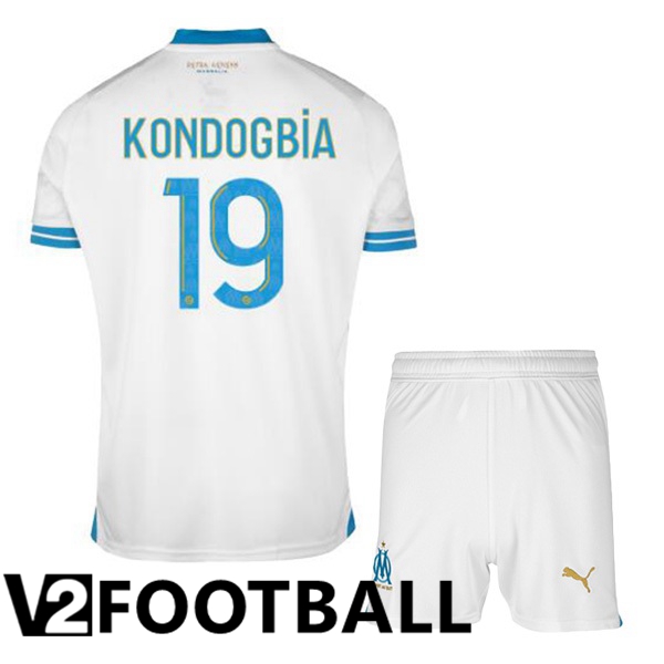 Marseille OM (KONDOGBIA 19) Kids Football Shirt Home White 2023/2024