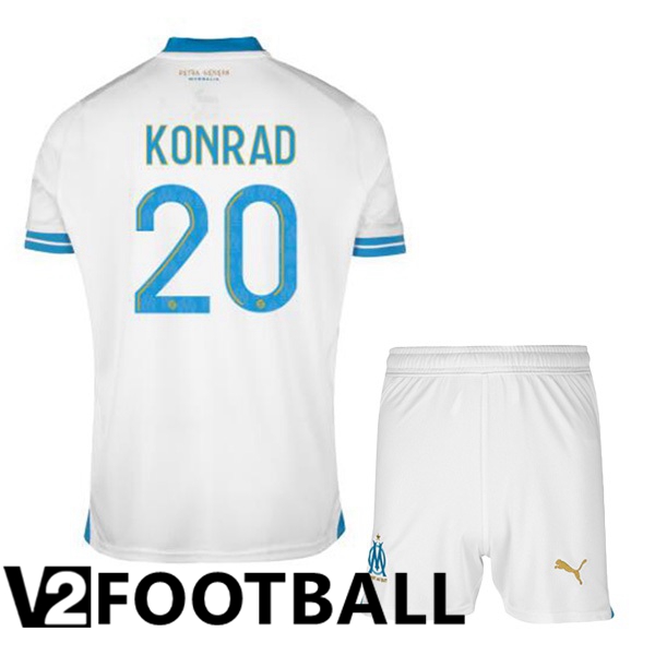 Marseille OM (KONRAD 20) Kids Football Shirt Home White 2023/2024