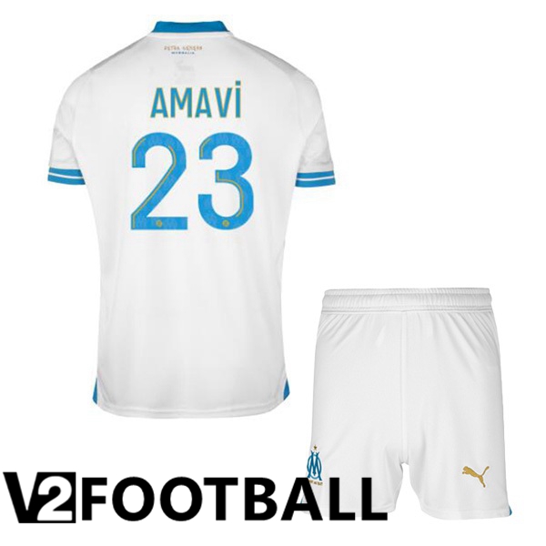 Marseille OM (AMAVI 23) Kids Football Shirt Home White 2023/2024