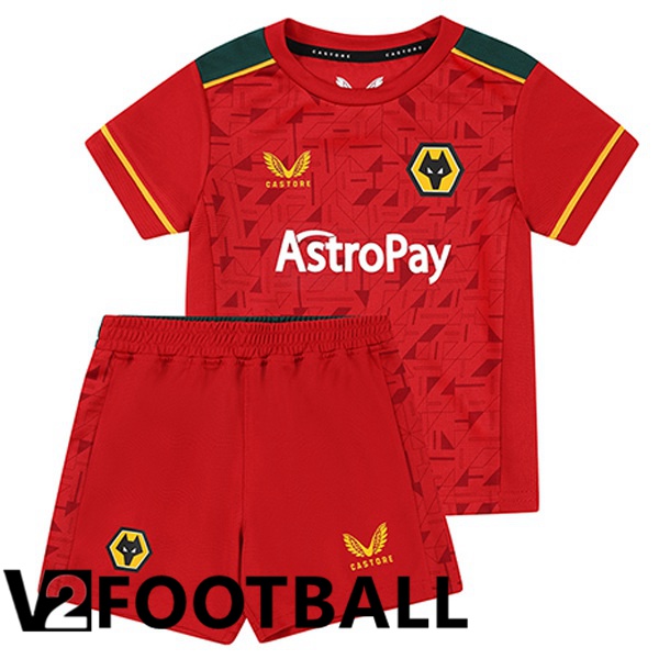 Wolves Kids Football Shirt Away Red 2023/2024