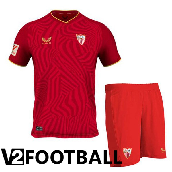 Sevilla FC Kids Football Shirt Away Red 2023/2024