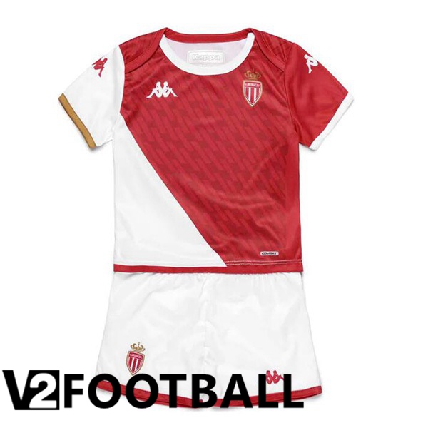 AS Monaco Kids Football Shirt Home White Red 2023/2024