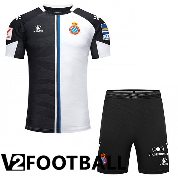 RCD Espanyol Kids Football Shirt Third Black White 2023/2024