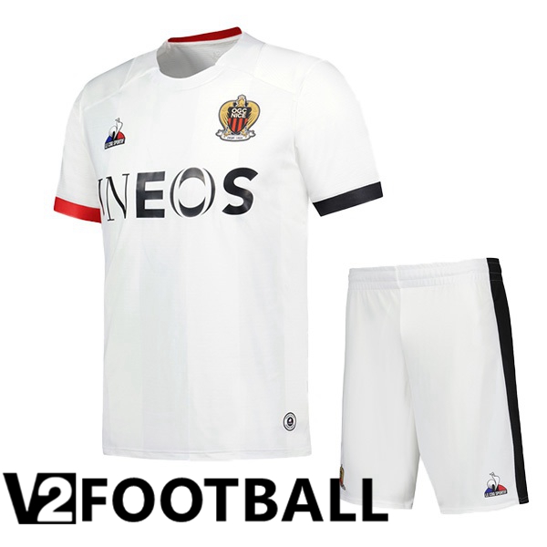 OGC Nice Kids Football Shirt Away White 2023/2024