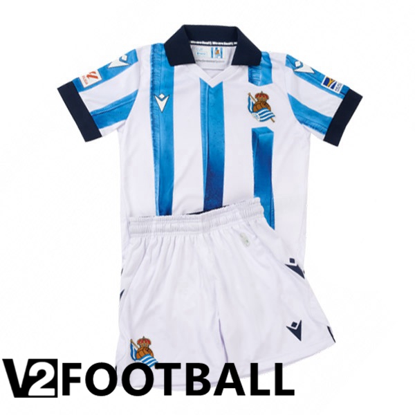 Real Sociedad Kids Football Shirt Home Blue White 2023/2024