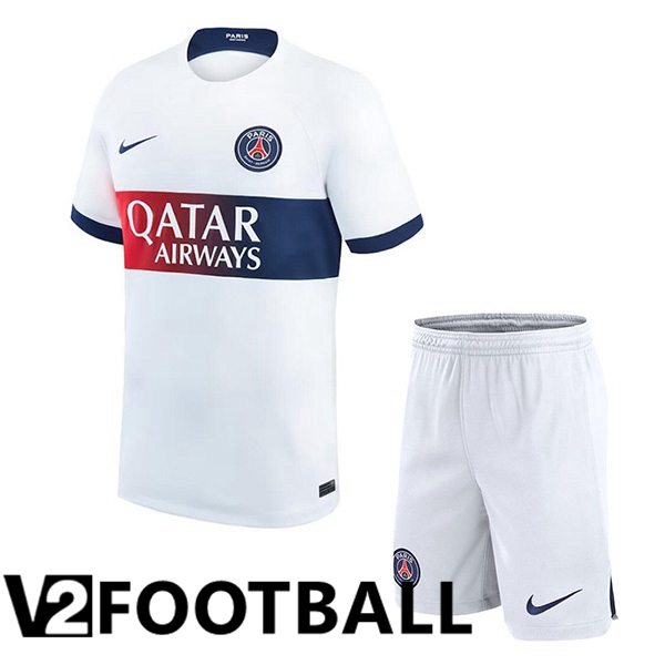 Paris PSG Kids Football Shirt Away White 2023/2024