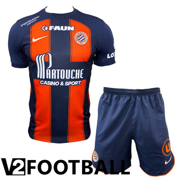 Montpellier HSC Kids Football Shirt Home Blue Orange 2023/2024
