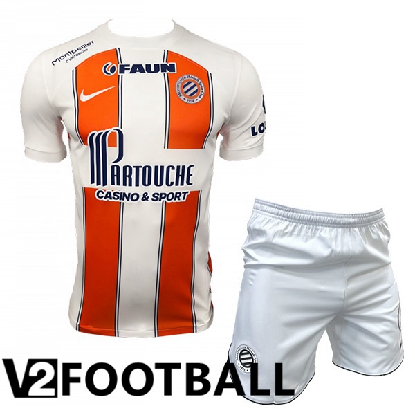 Montpellier HSC Kids Football Shirt Away White Orange 2023/2024