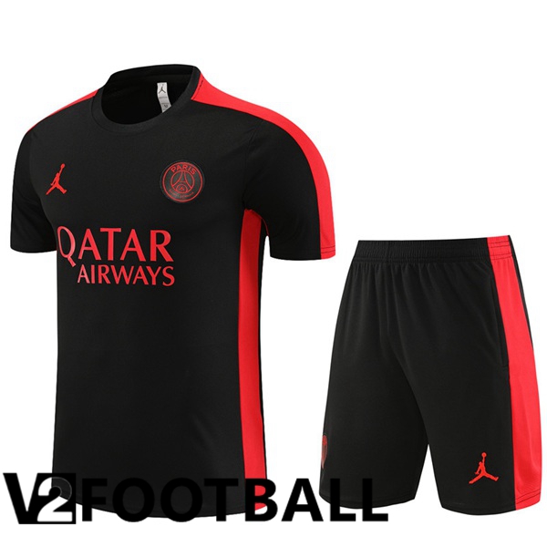 Paris PSG Training T Shirt + Shorts Black 2023/2024