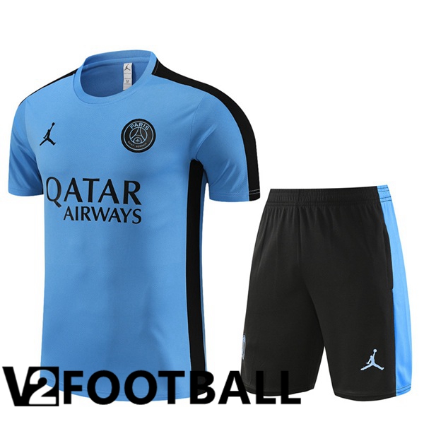 Paris PSG Training T Shirt + Shorts Blue 2023/2024