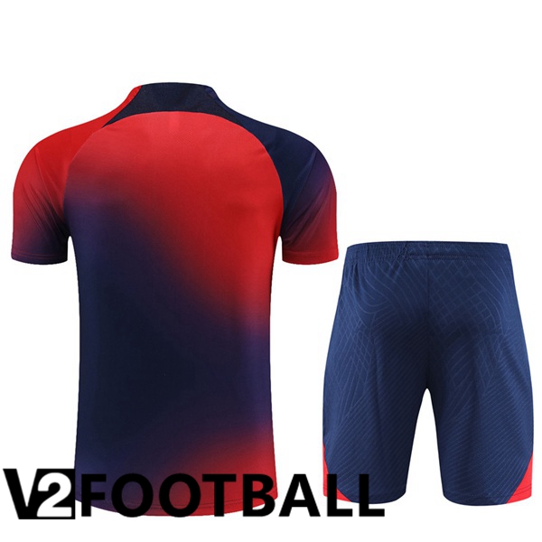 Paris PSG Training T Shirt + Shorts Blue Red 2023/2024