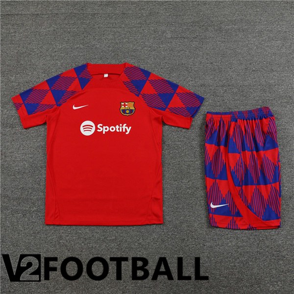 FC Barcelona Training T Shirt + Shorts Red 2023/2024