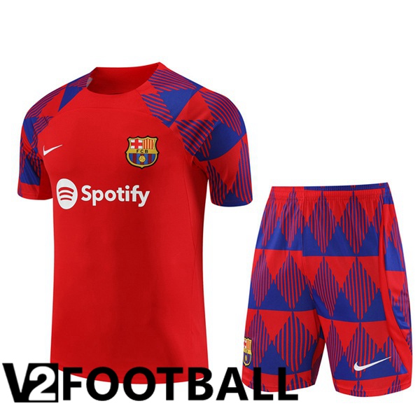 FC Barcelona Training T Shirt + Shorts Red 2023/2024