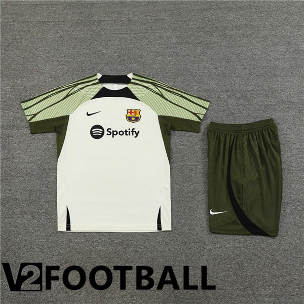 FC Barcelona Training T Shirt + Shorts White 2023/2024