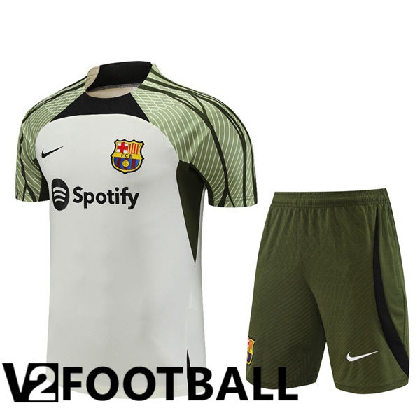 FC Barcelona Training T Shirt + Shorts White 2023/2024