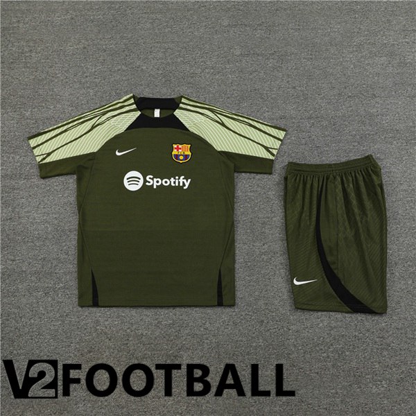 FC Barcelona Training T Shirt + Shorts Green 2023/2024