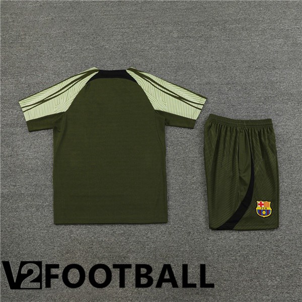 FC Barcelona Training T Shirt + Shorts Green 2023/2024